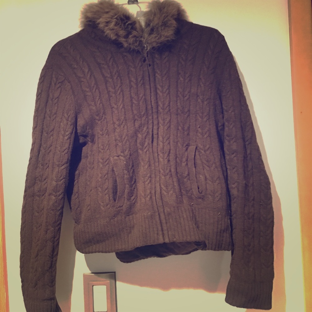 Brown cashmere cold weather coat